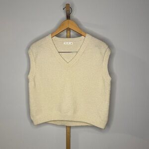 Women's Cream V-Neck Sweater Vest